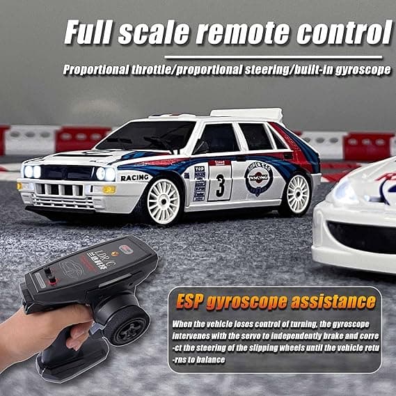 LDRC 2802PRO 1/28 Mini RC Drift Car GTR 2.4GHz 4WD RTR with Gyro and 4PCS Drift Tires Racing Radio Control Cars (White) 1