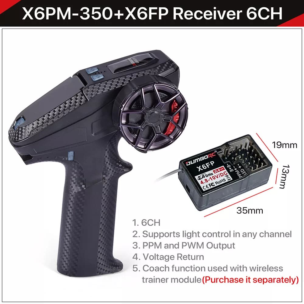 DUMBORC X6PM-350 RC Transmitter Receiver X6FP 2.4GHZ 6CH 0