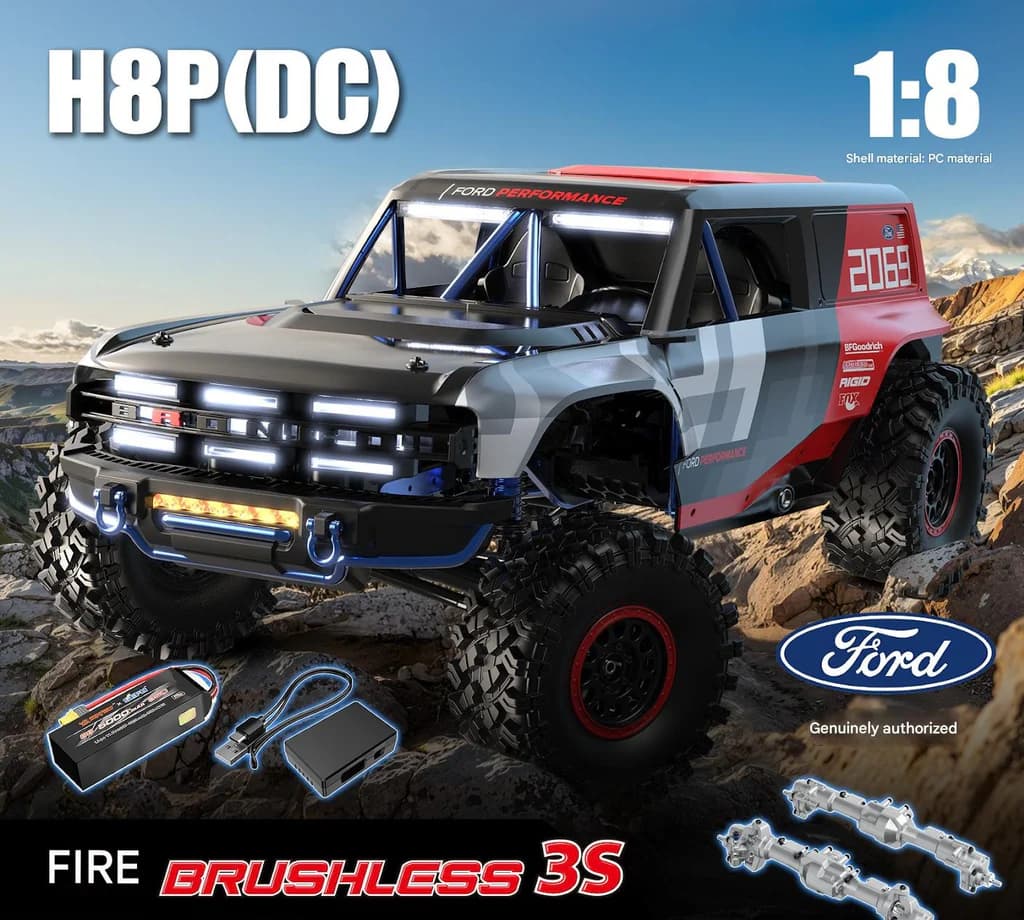 MJX Hyper Go H8P 1/8 Scale Ford Bronco Baja 1000 RC Car – 2-Speed, Sensored Brushless, Diff Lock, App-Tuned Performance 0
