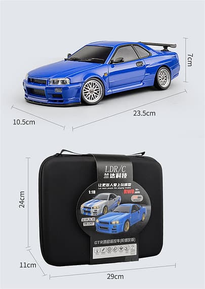 LDRC LD1899 1:18 Nissan Skyline GTR R34 2.4GHz Metal Body Remote Control Drift Car 3