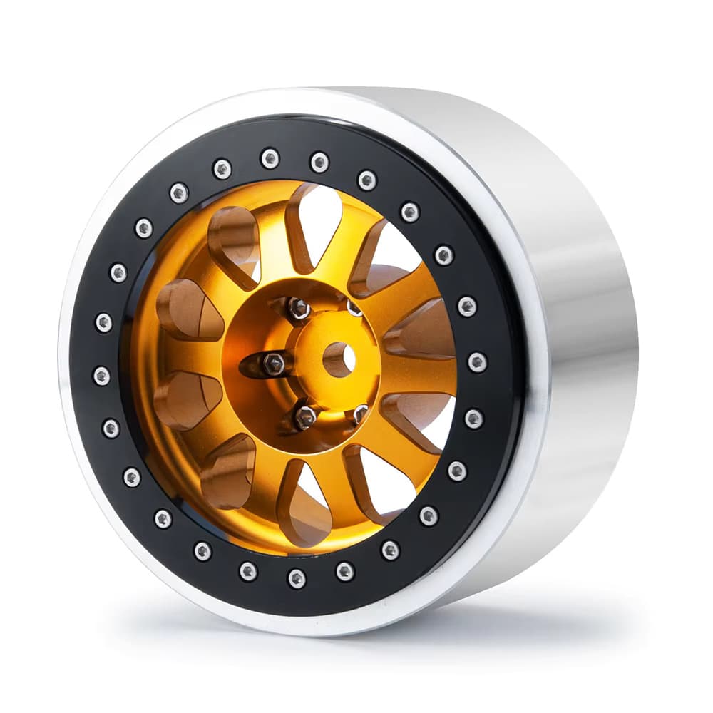 4PCS Aluminum Alloy 2.9inch RC Beadlock Wheels Rims for Axail SCX6 AXI05000 1/6th RC Crawler Car (Gold) 0