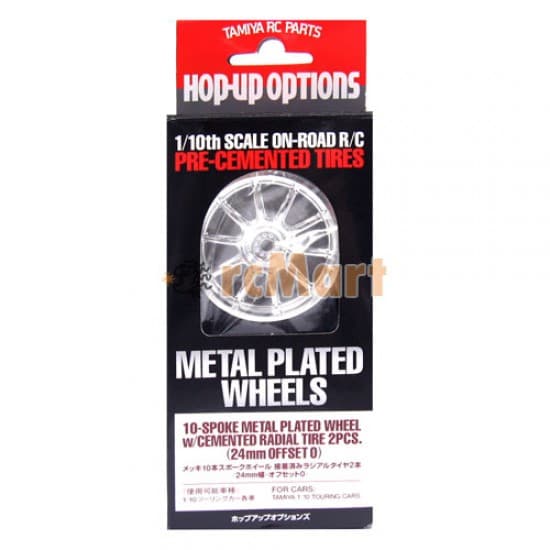 Tamiya 10Spoke Metal Plated Wheels W/Cemented Radial (24mm) 0