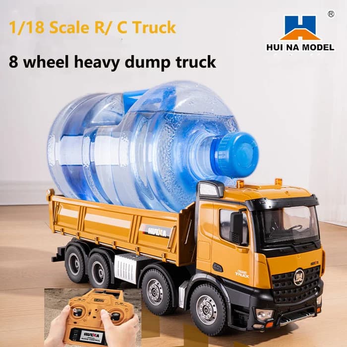 Huina 1536 1:14 Alloy RC Dump Truck – 12CH Large 8-Wheel Heavy Construction Transport Vehicle 2