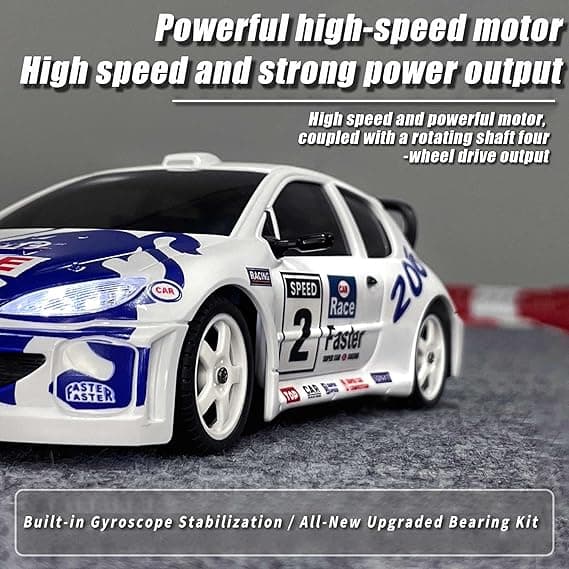 LDRC 2802PRO 1/28 Mini RC Drift Car GTR 2.4GHz 4WD RTR with Gyro and 4PCS Drift Tires Racing Radio Control Cars (White) 2