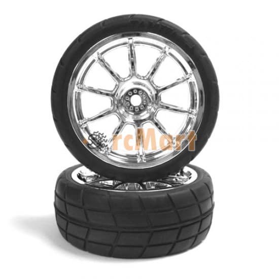 Tamiya 10Spoke Metal Plated Wheels W/Cemented Radial (24mm) 1