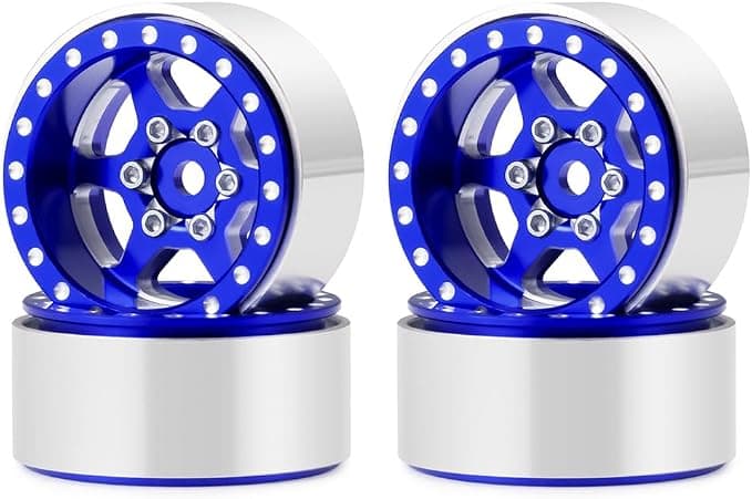 AXSPEED 4Pcs Metal 1.0 Beadlock Wheel Rims Hubs for 1/24 Axial SCX24 AX24 FCX24 FMS, 1/18 TRX4M Bronco Defender K10 F150 Parts 0