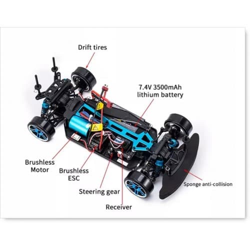 HSP 94123 PRO Brushless 1/10 2.4G AWD Remote Control On-Road Drift RC Car - Black 5