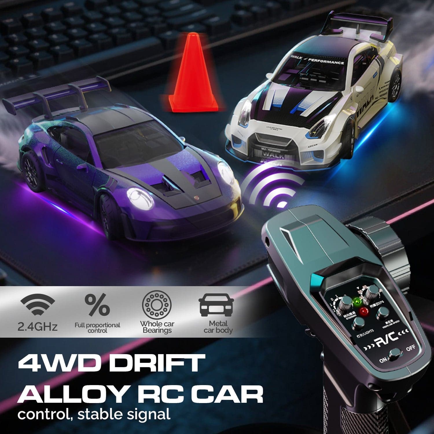 HStar D43-01Q14/D43-01Q16 Rexy Porsche 911 GT3 R 1:43 4WD RC Drift Car with Gyro & LED Lights | India 3