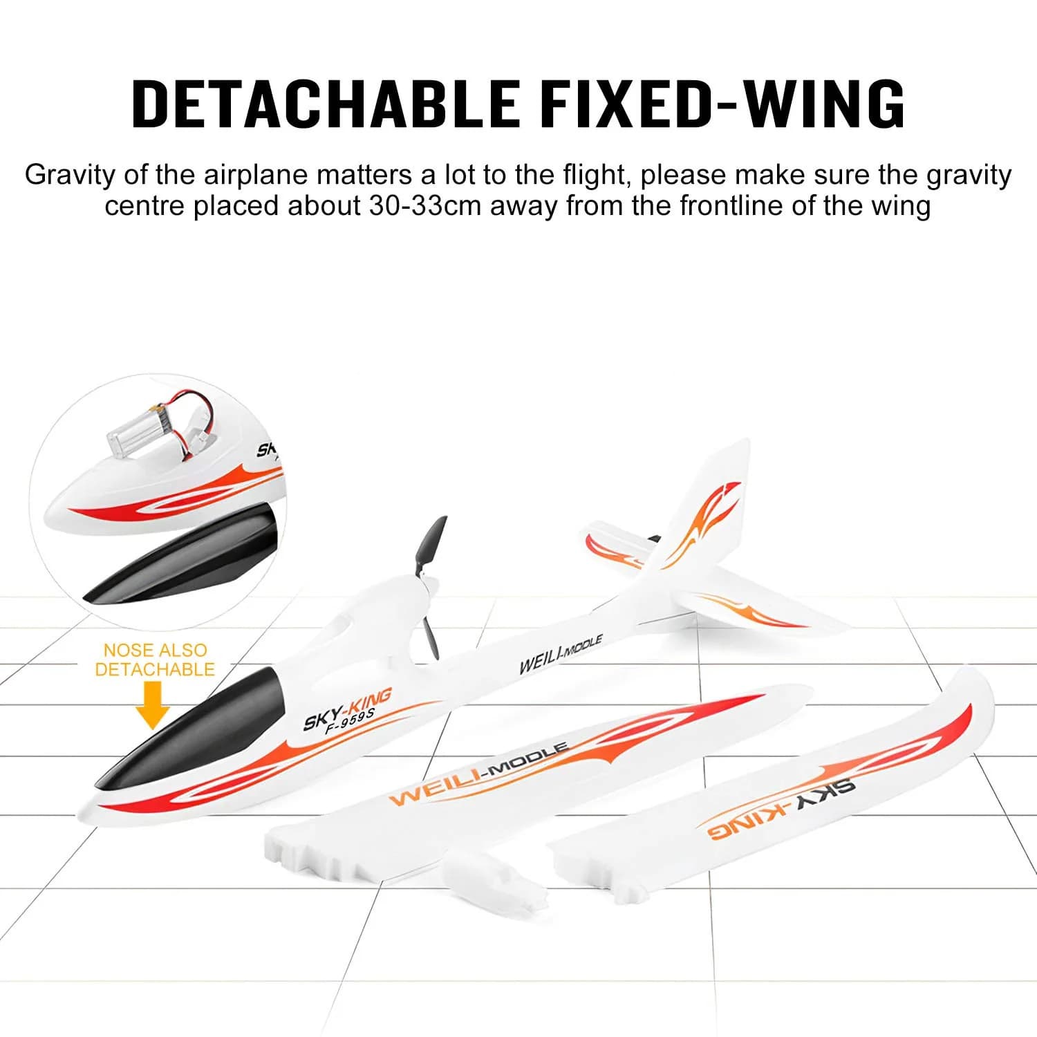 WLTOYS F959S Sky-King 2.4G 3CH 6-Axis RTF RC Glider Airplane India 8