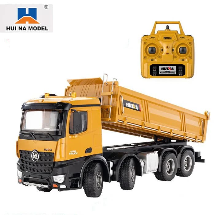 Huina 1536 1:14 Alloy RC Dump Truck – 12CH Large 8-Wheel Heavy Construction Transport Vehicle 0