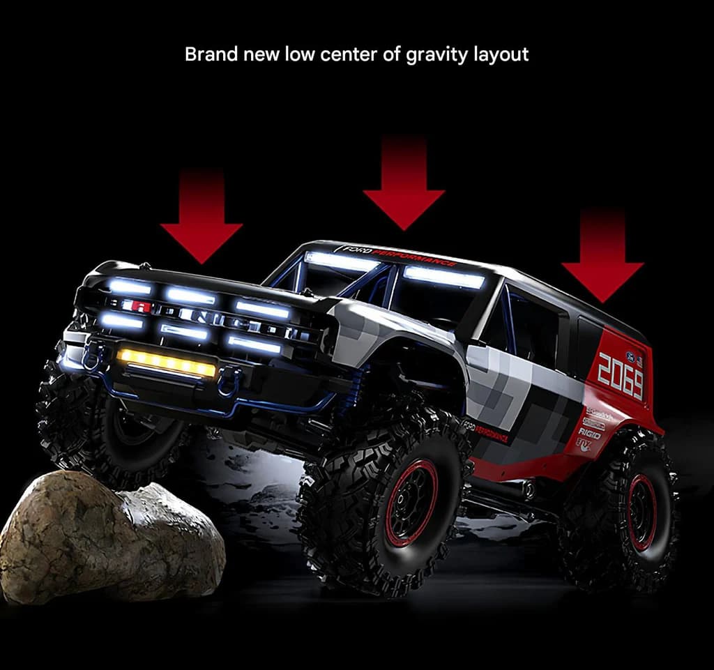 MJX Hyper Go H8P 1/8 Scale Ford Bronco Baja 1000 RC Car – 2-Speed, Sensored Brushless, Diff Lock, App-Tuned Performance 6