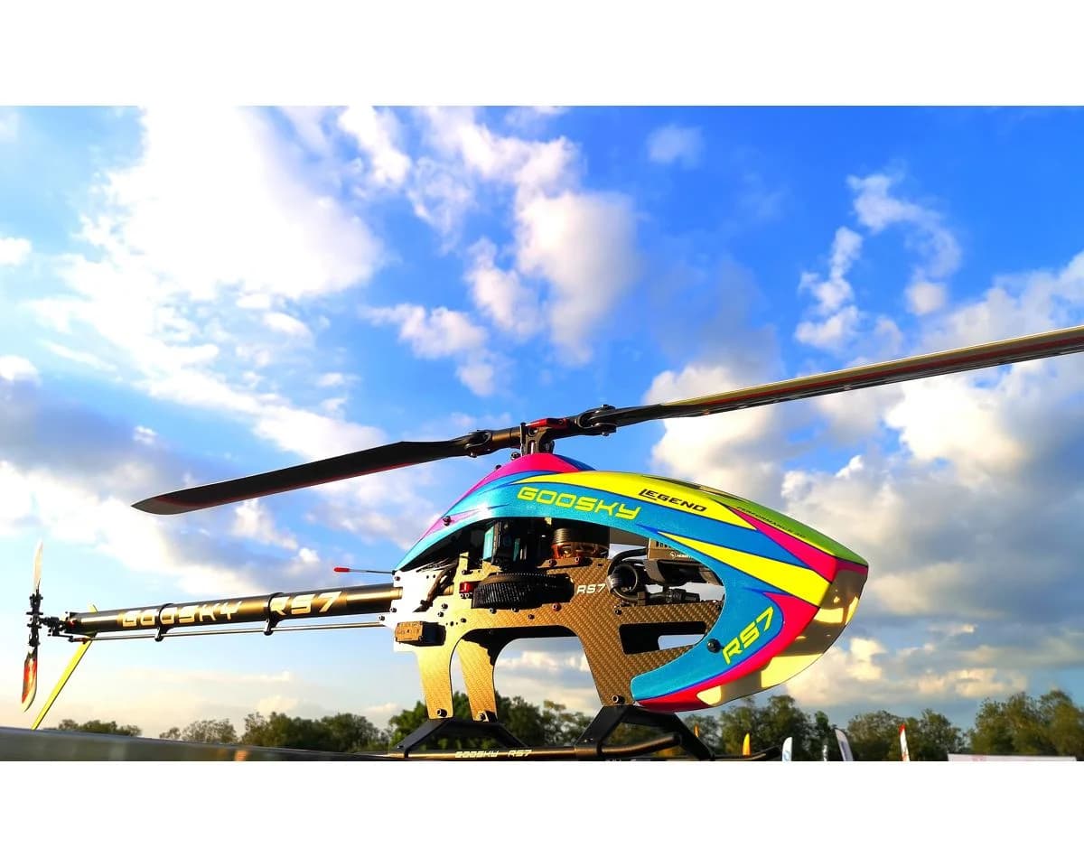 GooSky Legend RS7 Electric Helicopter Kit Combo w/Azure Blades – Yellow/Blue (690–710mm) 0