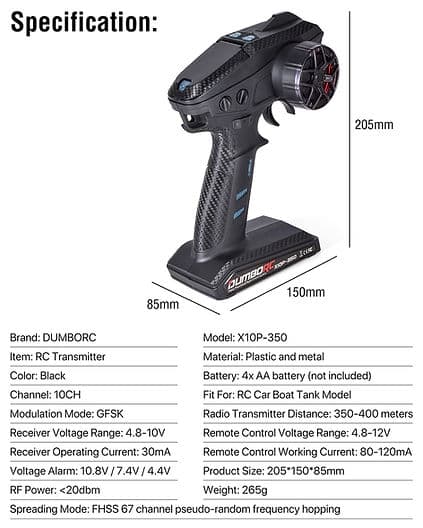 DumboRC X10P-350 10CH 2.4GHZ RC Transmitter with Receiver Combo- India 5