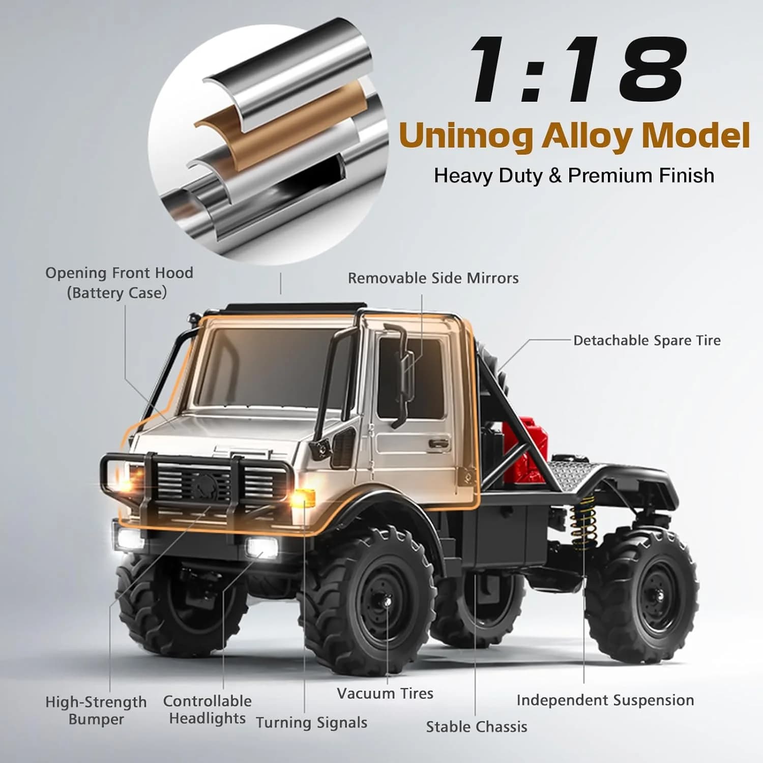 MNR/C MN333 1/18 4WD Off-Road Alloy RC Semi-Truck Rock Crawler RTR 4