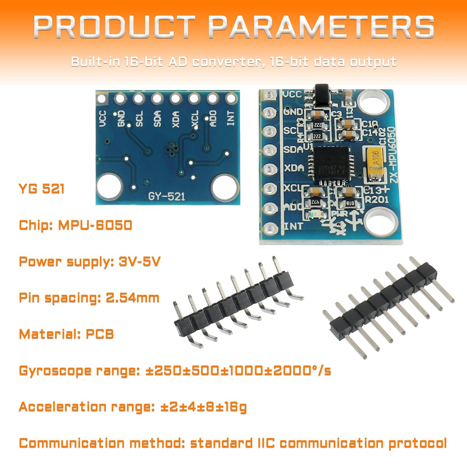 MPU-6050 3-Axis Accelerometer and Gyro Sensor 0