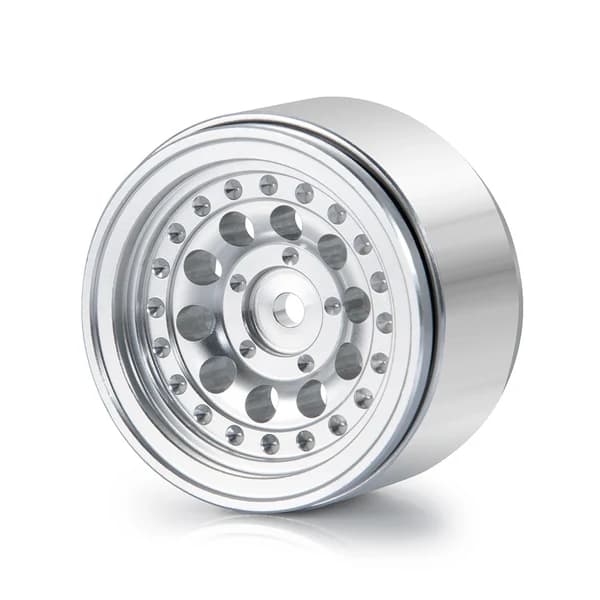 1.0" Beadlock Wheel Rims Aluminum Alloy Wheel Hubs for 1/18 1/24 RC Crawler Parts Silver 0