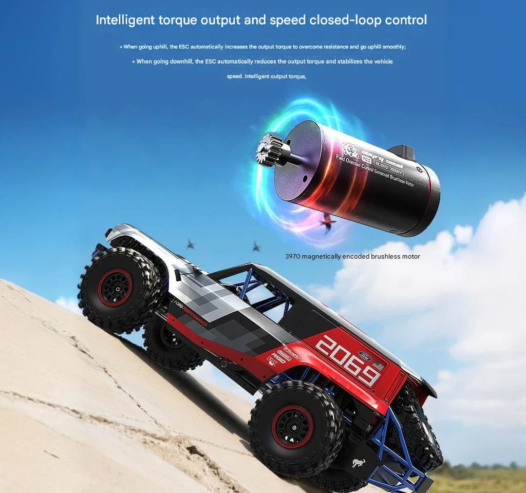 MJX Hyper Go H8P 1/8 Scale Ford Bronco Baja 1000 RC Car – 2-Speed, Sensored Brushless, Diff Lock, App-Tuned Performance 7