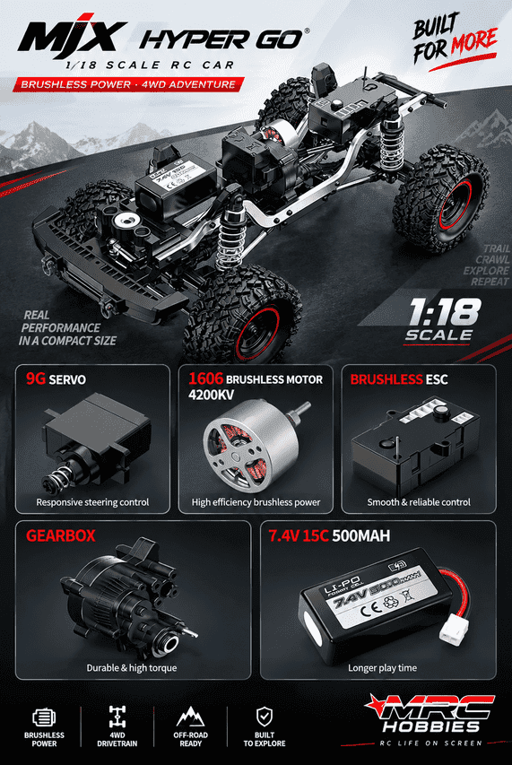 MJX Hyper Go H18P 1/18 Ford Bronco R 4WD Brushless RC Crawler 1