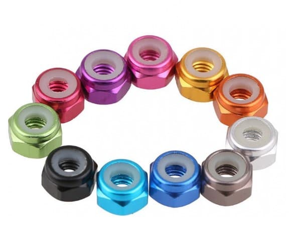 Aluminum Alloy Hex Lock Nut M4 Nylon Ring Color Screw Cap Thread Pitch 0.4 Insert Locking Nuts Grade 4.8(pack of 5) 0