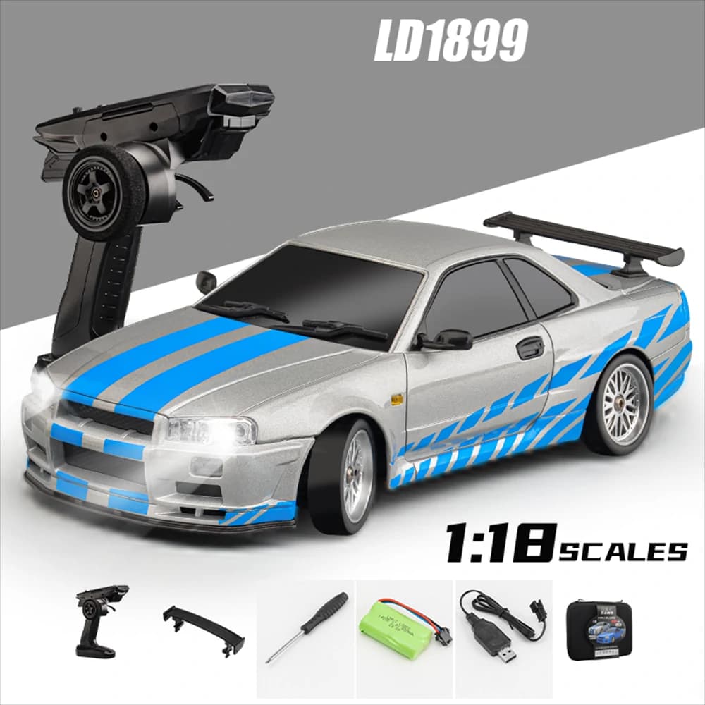 LDRC LD1899 1:18 Nissan Skyline GTR R34 2.4GHz Metal Body Remote Control Drift Car 0