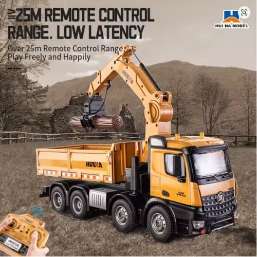 New Huina 1538 1/14th 3in1 Alloy RC Engineering Dump Truck 26CH Crane Rotation Arm Timber Grab Truck 2