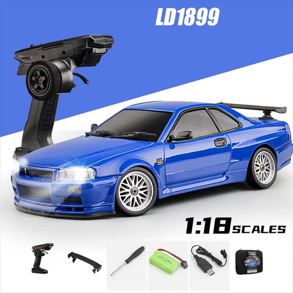 LDRC LD1899 1:18 Nissan Skyline GTR R34 2.4GHz Metal Body Remote Control Drift Car 2