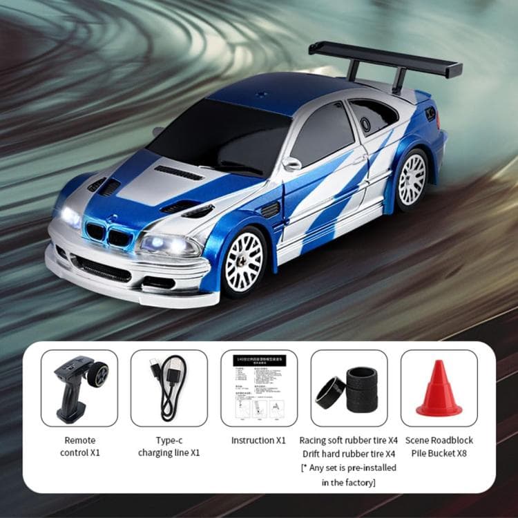 1:43 Full Scale Mini 4WD Drifting Charging Remote Control Car, Color: 4302G Blue M3 With Gyroscope 1