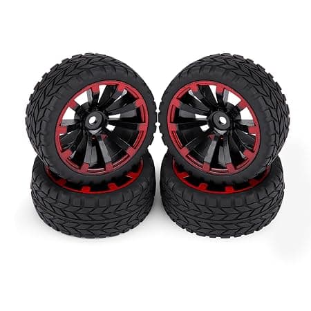 4pcs RC Tires, Off-Road Vehicle Wheel Rims RC Crawler Tyre Rubber Tire Wheels for RC 1:10 Car Part(Grain Pattern) 0