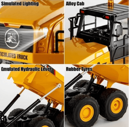 Huina 1553 Rc Excavator Huina 1/16 11CH 2.4G Electric Sound and Light Alloy Metal Dump Car RC Die-cast Truck Remote Control Toys 2